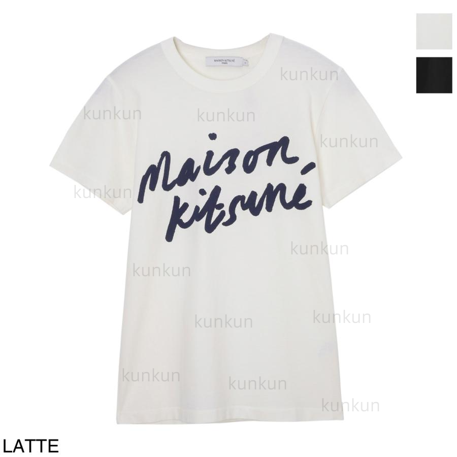 メゾンキツネ MAISON KITSUNE クルーネックTシャツ HANDWRITING CLASSIC TEE-SHIRT レディース